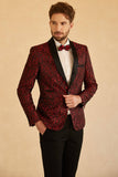 White Shawl Lapel Jacquard One Button Men's Prom Blazer