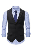 Peak Lapel Single Breasted Woolen Men's Vest