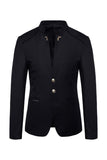 Navy Stand Collar Single Breasted Men's Blazer