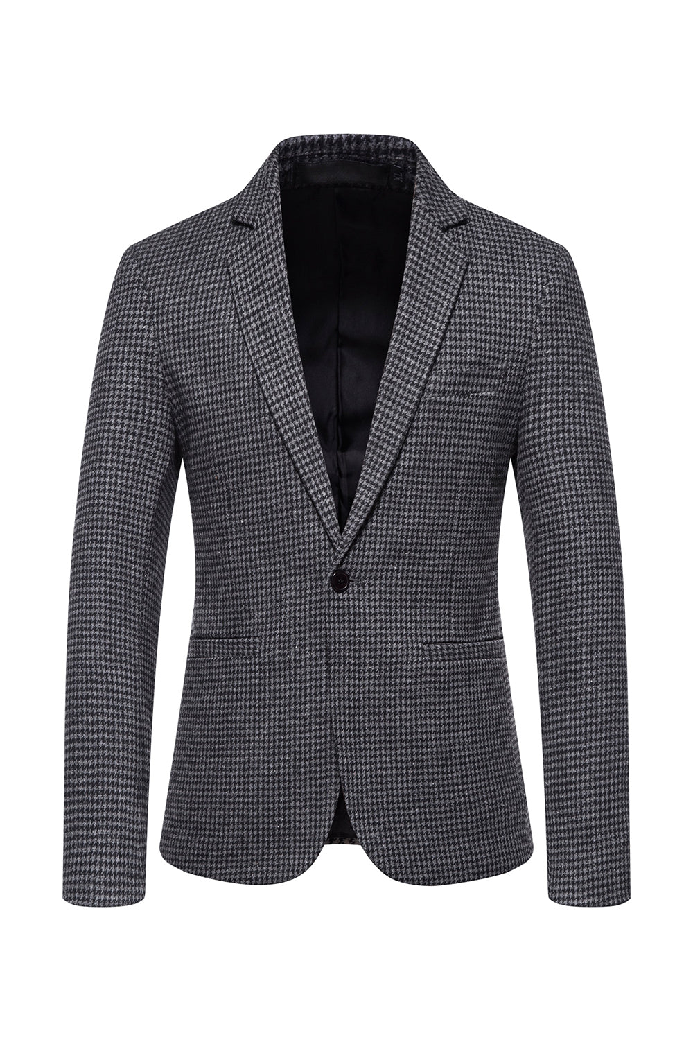 Khaki Plaid One Button Men's Blazer