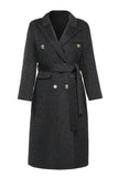 Black Peak Lapel Double Breasted Slim Fit Long Women Coat