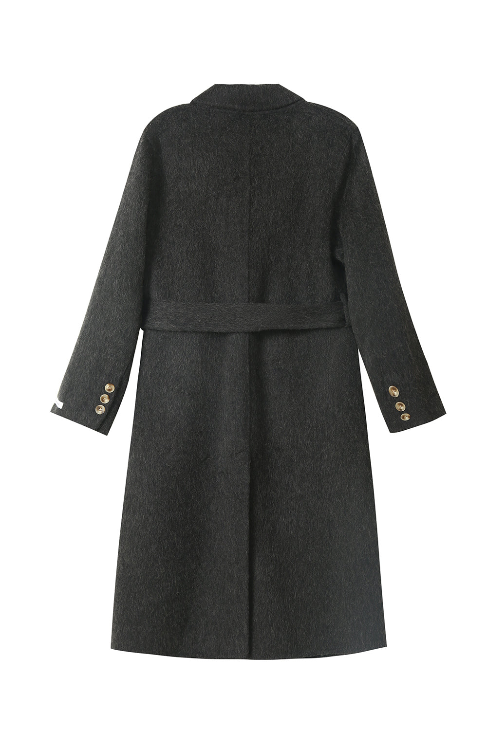 Black Peak Lapel Double Breasted Slim Fit Long Women Coat