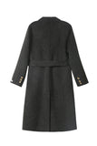 Black Peak Lapel Double Breasted Slim Fit Long Women Coat