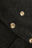 Black Peak Lapel Double Breasted Slim Fit Long Women Coat