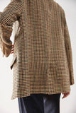 Khaki Plaid Notched Lapel Women Coat