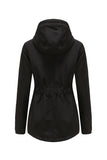 Winter Black Hooded Drawstring ZipperThickened Padded Jacket
