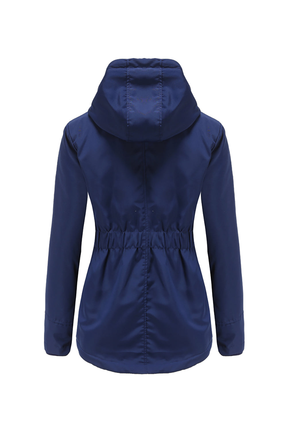 Winter Black Hooded Drawstring ZipperThickened Padded Jacket