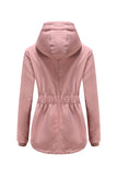 Winter Black Hooded Drawstring ZipperThickened Padded Jacket