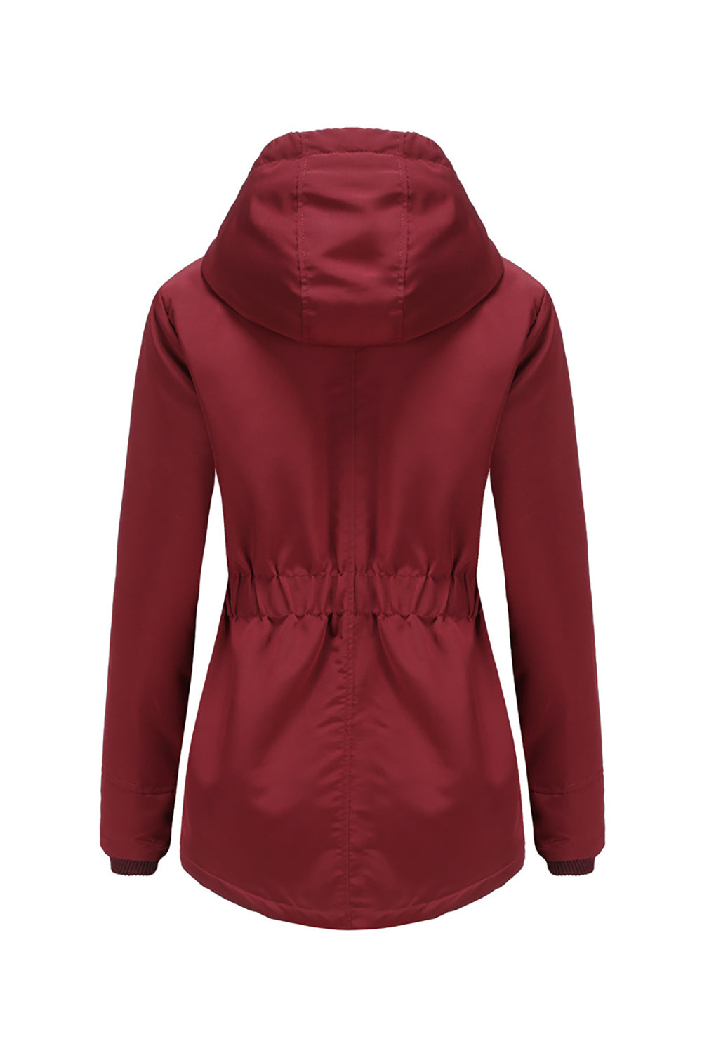 Winter Black Hooded Drawstring ZipperThickened Padded Jacket