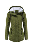 Winter Black Hooded Drawstring ZipperThickened Padded Jacket