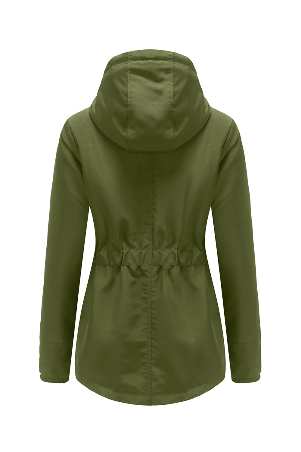 Winter Black Hooded Drawstring ZipperThickened Padded Jacket