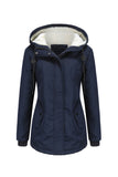 Winter Black Hooded Drawstring ZipperThickened Padded Jacket
