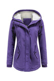 Winter Black Hooded Drawstring ZipperThickened Padded Jacket