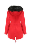 Army Green Mid-Length Hooded Winter Warm Plus Fleece Coat