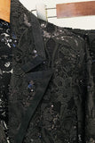 Sparkly Black Lace 2 Piece Women Party Suits