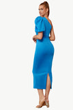 Blue One Shoulder Bodycon Party Dress
