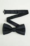 Black Jacquard Satin Bow Tie Pocket Square Set