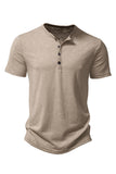 Button Black Summer Short Sleeves Tops for Men