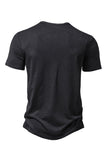 Button Black Summer Short Sleeves Tops for Men