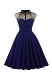 Black A Line Vintage 1950s Dress with Buttons