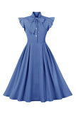 Yellow Solid Swing 1950s Dress with Bow