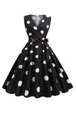 Light Blue Polka Dots Vintage 1950s Dress