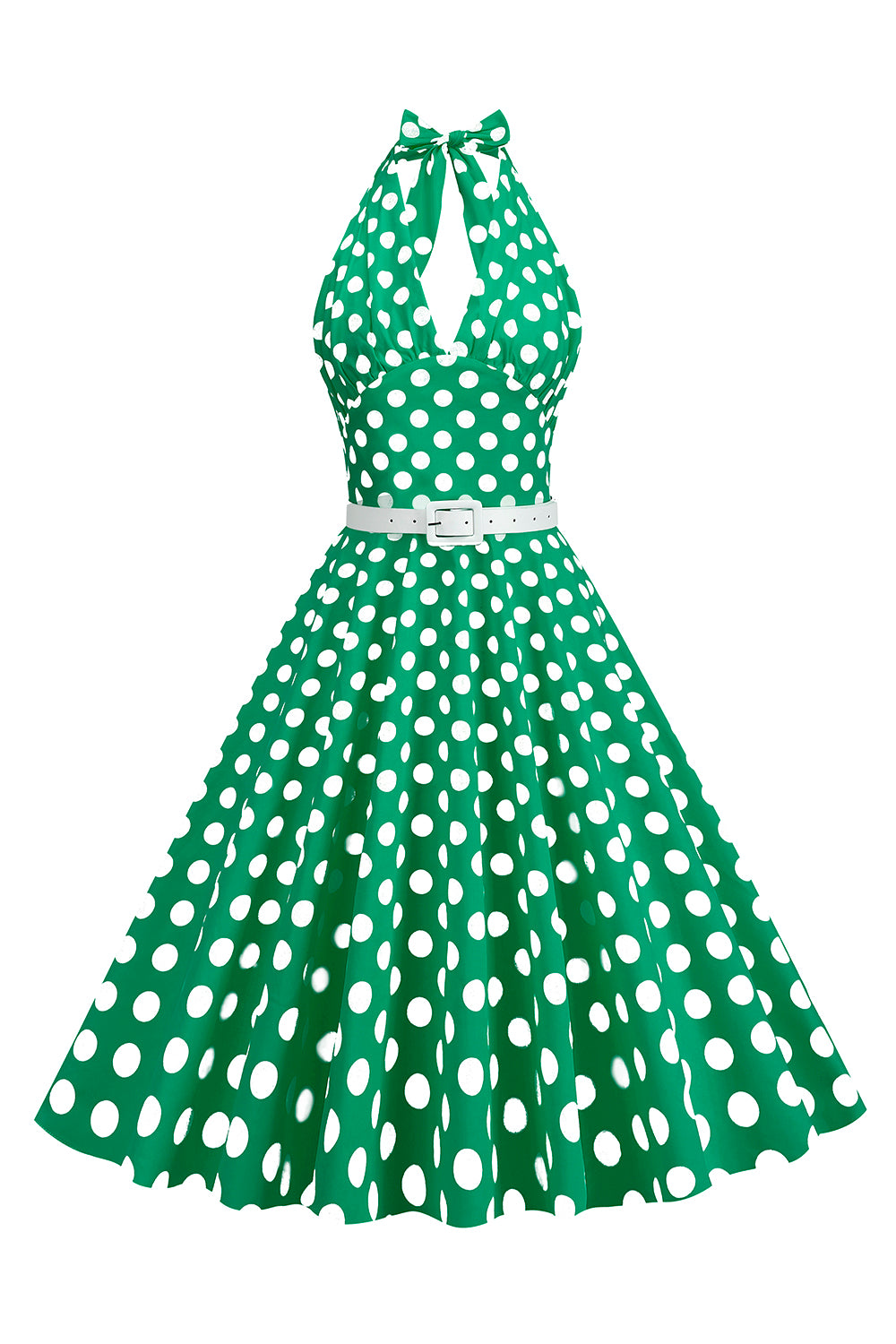 Hepburn Style Halter Neck Polka Dots Red 1950s Dress