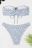 Two Piece Tube Top Pink Floral Swimsuit