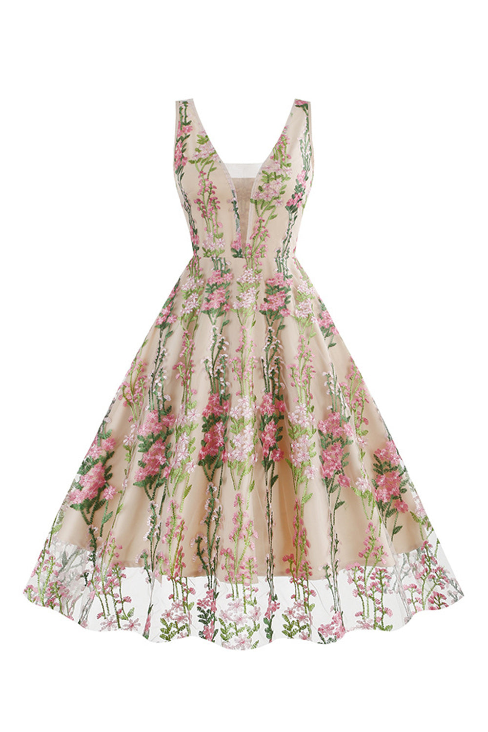 Black Swing 1950s Dress with Embroidery