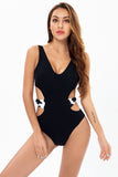 Cut Out One Piece Black Swimwear