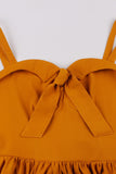 Spaghetti Straps Yellow Swing Vintage Dress