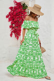 Yellow Printed Off the Shoulder Long Summer Dress