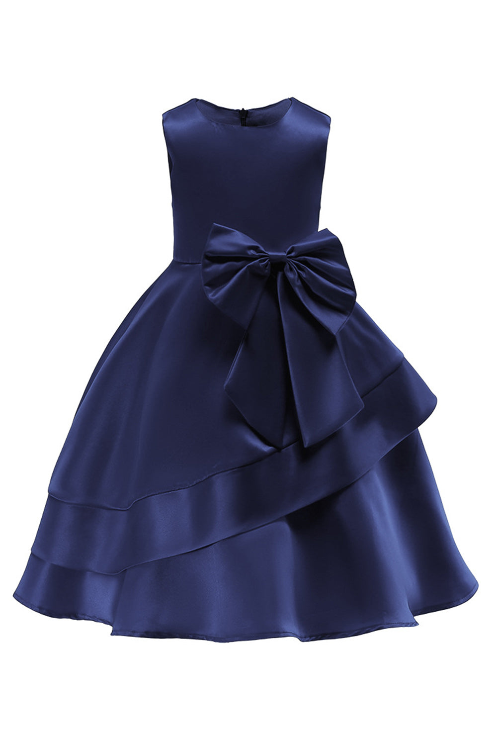 Boat Neck Sleeveless Burgundy Girls Dresses with Bowknot