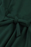 Green Deep V Neck 1950s Dress With Short Sleeves