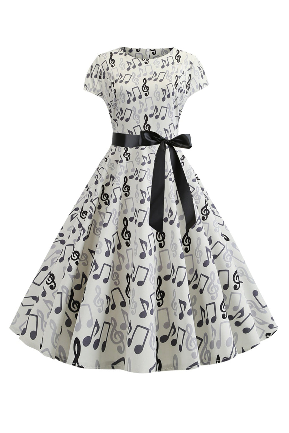 A Line Printed Swing 1950s Dresss