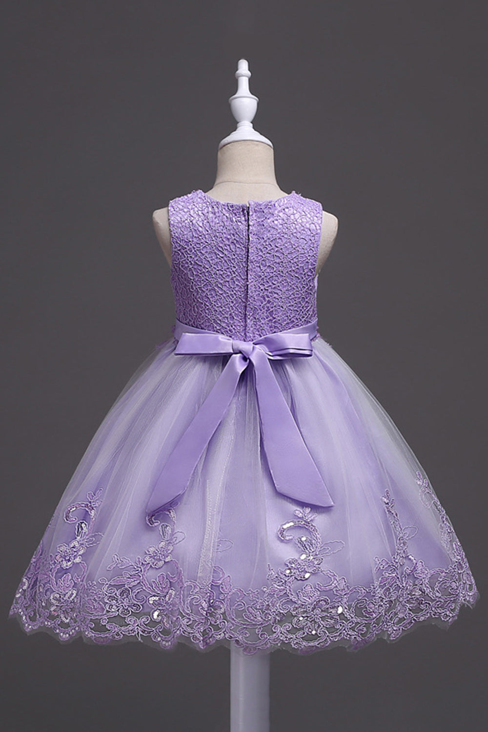 White Round Neck Beading A Line Girls Dresses