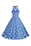 Pink Polka Dots Pin Up Vintage 1950s Dress