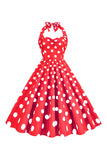 Pink Polka Dots Pin Up Vintage 1950s Dress