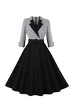 Long Sleeves Plaid Swing 1950s Dress with Belt