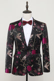 Black Jacquard Satin Notched Lapel Homecoming Blazer