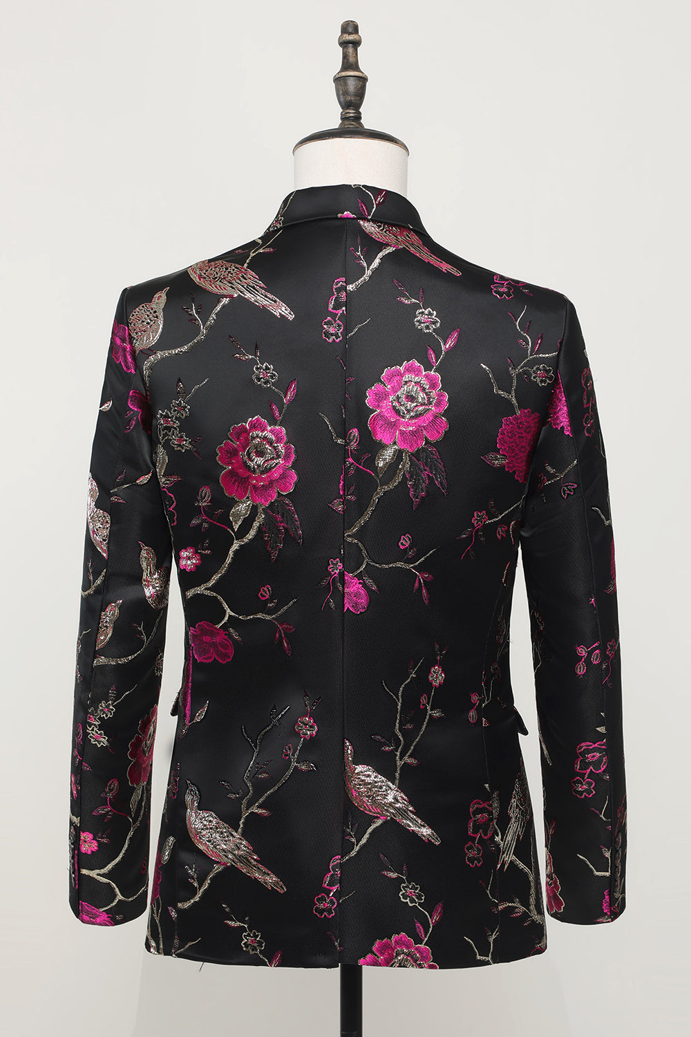 Black Jacquard Satin Notched Lapel Homecoming Blazer