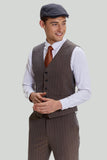 Coffee Pinstripe 3 Piece Men's Party Suits