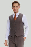 Coffee Pinstripe 3 Piece Men's Party Suits