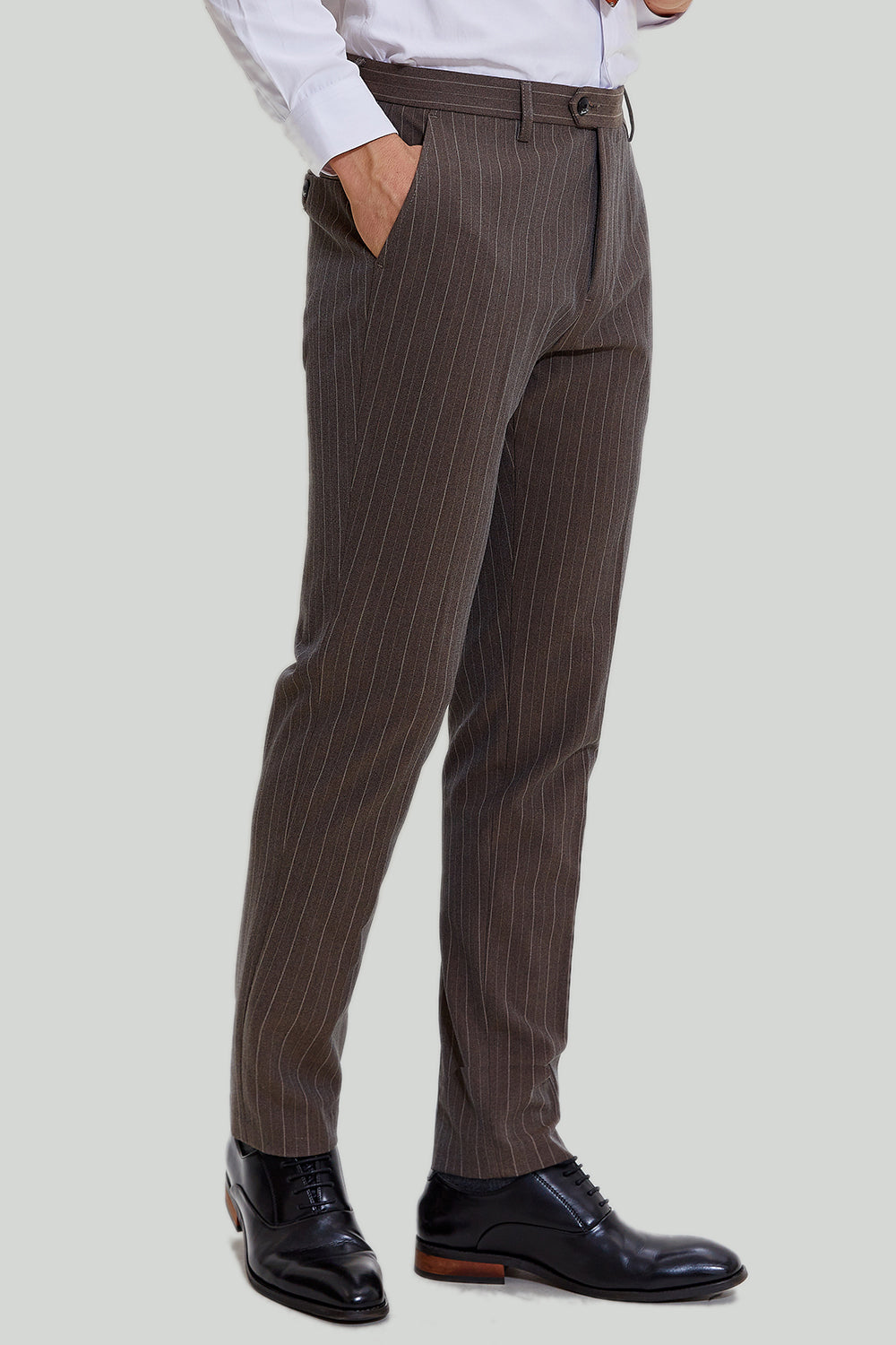 Coffee Pinstripe 3 Piece Men's Party Suits
