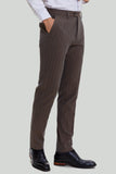 Coffee Pinstripe 3 Piece Men's Party Suits