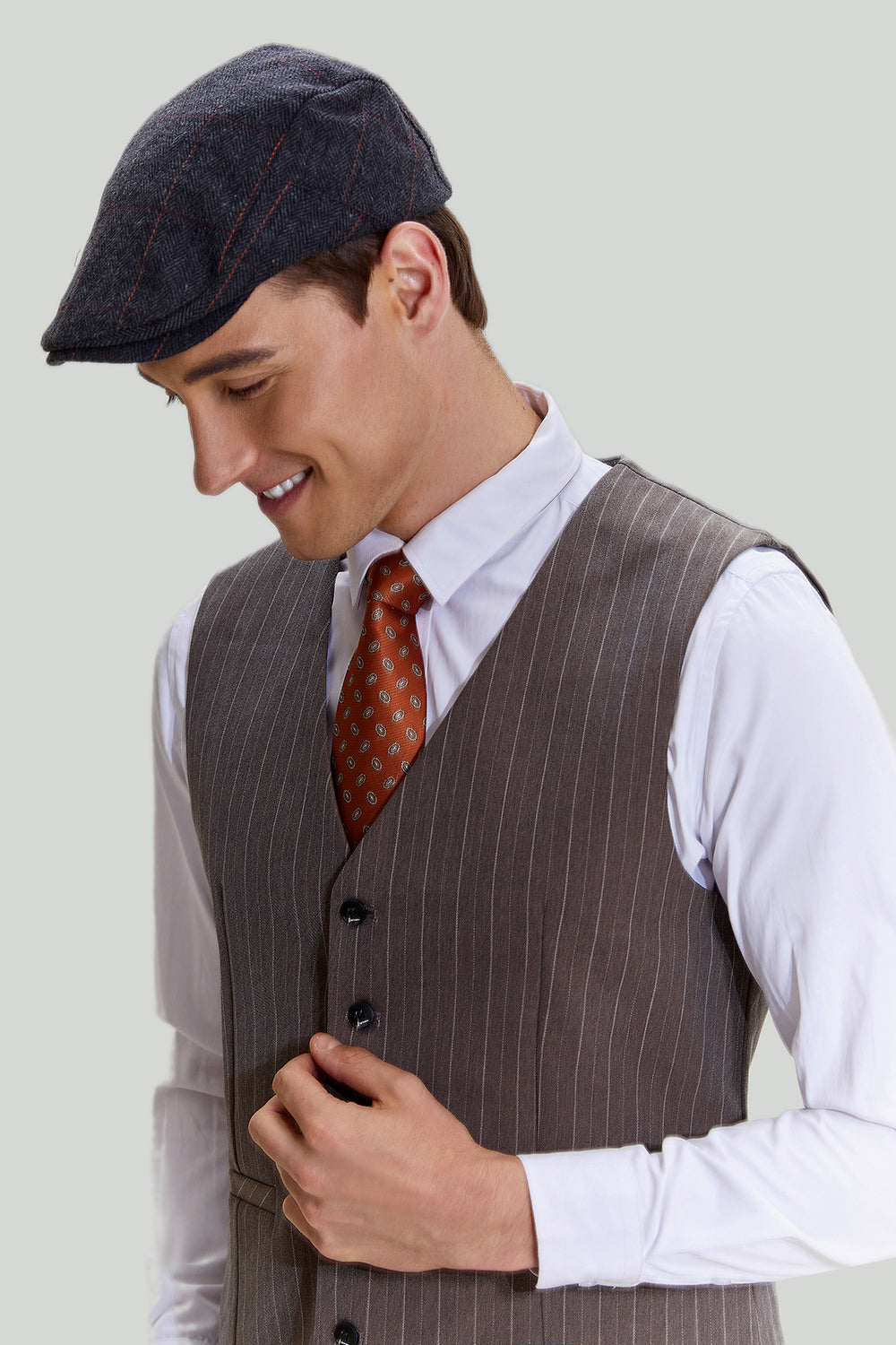 Coffee Pinstripe 3 Piece Men's Party Suits