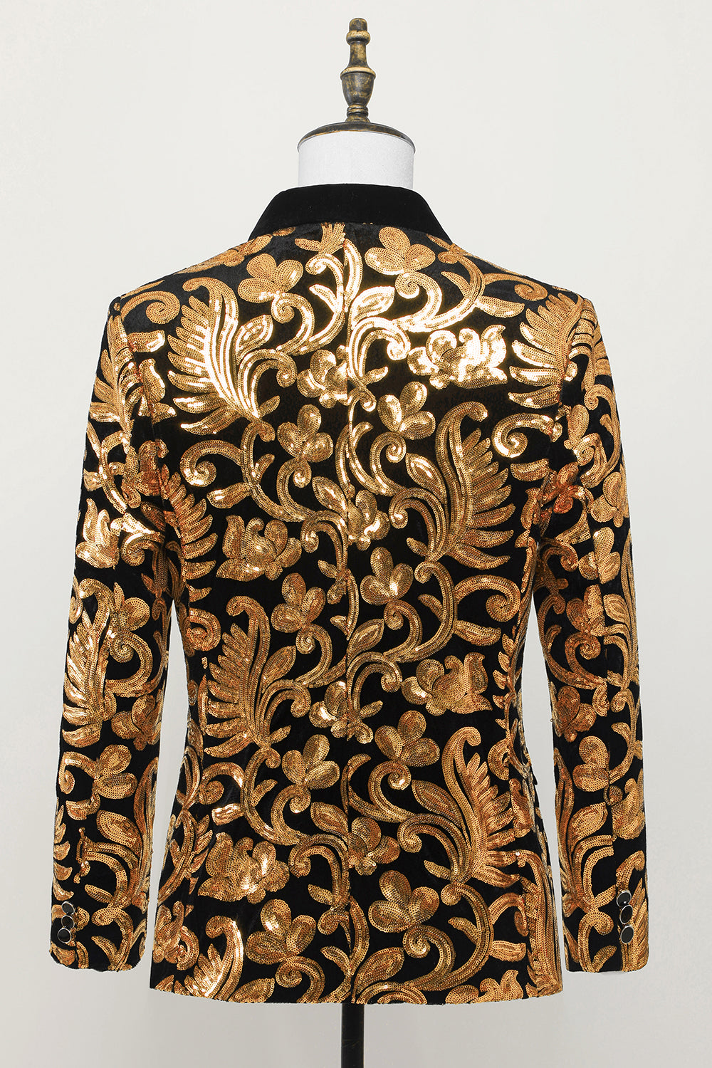 Gold Men's Blazer Slim Fit Solid One Button Business Suit Jacket