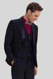 Black Men's 3 Piece Slim Fit Shawl Lapel Suit