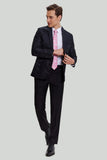 Black Jacquard Satin Notched Lapel Men's Blazer