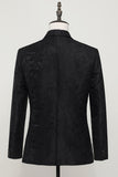 Black Jacquard Satin Notched Lapel Blazer